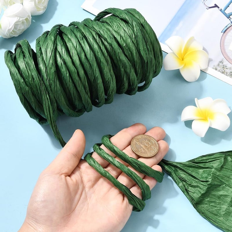 SOFPLATE 13.12 Yards Raffia Paper Ribbon Green Paper Twine Wrapping Ribbon Rustic 4mm Twist Stripes Paper Cord String Rope Accessories for Flower Bouquet Basket Gifts Wrapping DIY Making Crafts Decor - Image 4